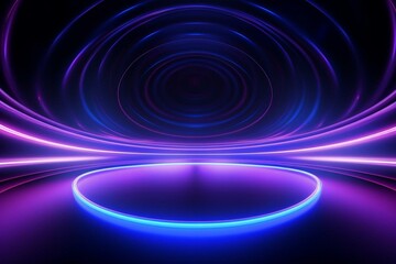 Futuristic neon backdrop with curves, creating a sci-fi ambience. Generative AI