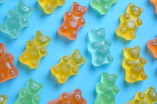 AI generated illustration of a vibrant array of multicolored gummy bears