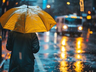 Rainy weather, person with umbrella