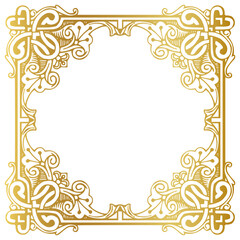 frame with gold ornament, golden frame vector, gold round frame