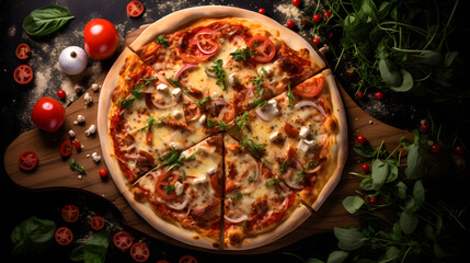 Italian pizza cooked in traditional italian wood fired oven - obrazy, fototapety, plakaty