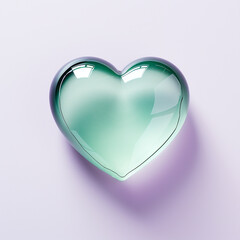 Glass heart isolated on a pastel background. Valentine's day concept