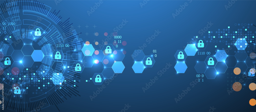 Aufkleber secure digital background. virtual confidential, programming protection. hand drawn vector.