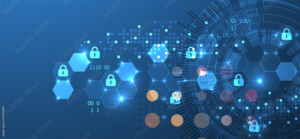 Aufkleber secure digital background. virtual confidential, programming protection. hand drawn vector.