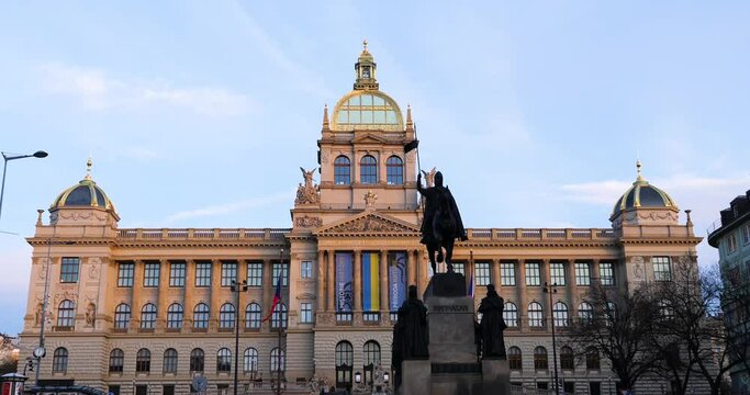 National Museum Prague, Statue of Saint Wenceslas in Wenceslas Square Prague, Czech Republic
