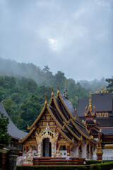 Beautiful temples in Thailand in the rainy season