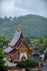 Fototapeta na wymiar Beautiful temples in Thailand in the rainy season