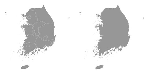 South Korea grey map with provinces. Vector illustration. - obrazy, fototapety, plakaty