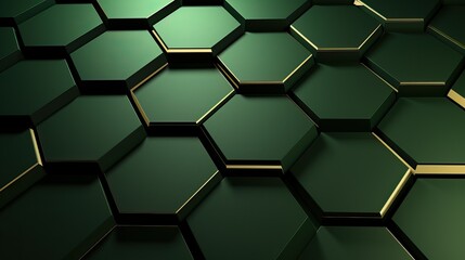 Abstract 3d rendering of hexagon background, Dark green hexagon pattern, Abstract green background,...