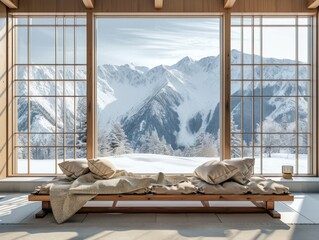 Chalet Chic: Modern Living Room with Stunning Mountain View