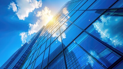 Fototapeta na wymiar Reflection of Modern Skyscrapers in Sunlit Glass Buildings