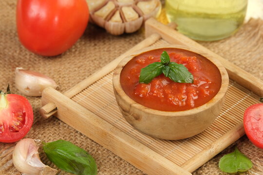 Homemade Traditional Red Italian Marinara Sauce with Basil and Garlic