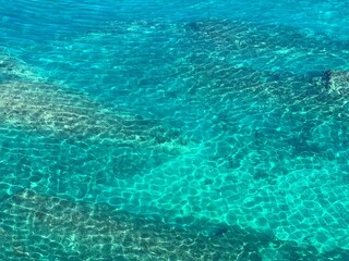 Fototapeta na wymiar Beautiful blue azure sea water aerial view seascape