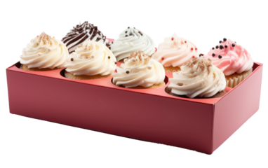 Cupcake Boxes, a Stylish Presentation for Seasonal Confections on a White or Clear Surface PNG Transparent Background