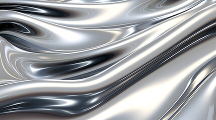 Liquid Silver Elegance, Glossy Metal Fluid Chrome Mirror Water Effect
