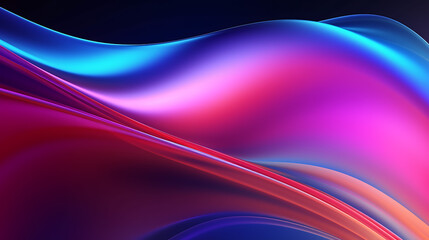 Luminous Motion, Abstract Iridescent Neon Curved Wave in 3D Render