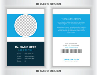 Professional medical ID card template or medical business ID card corporate identity design. Modern Doctor ID Card Template.