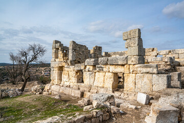 Scenic views from Uzuncaburç, is an archaeological site in Mersin Province, Turkey, containing the...
