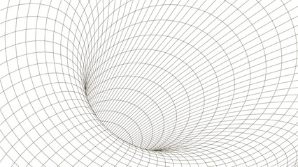 Wireframe tunnel. Perspective grid background. Simple lines on a white background. Vector