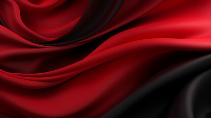 Obraz premium Sleek contrasts, abstract 3D wave in black and red gradient silk