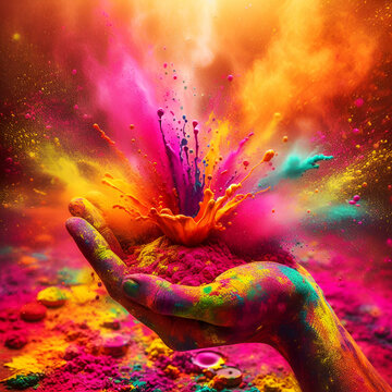 picture of splash of colour powder in a holi festival india