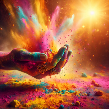 picture of splash of colour powder in a holi festival india