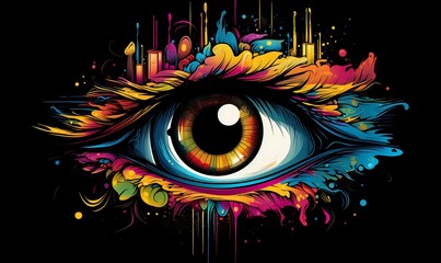 Digital art fantasy logo, eye catching, stunning, colored, black background, logo style, flat, I can't believe how beautiful this is. Generative Ai
