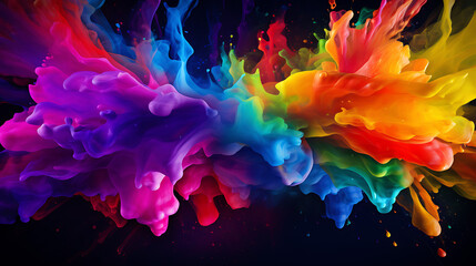 Fototapeta na wymiar Vibrant Spectrum Splash, Rainbow Color Paint Wallpaper