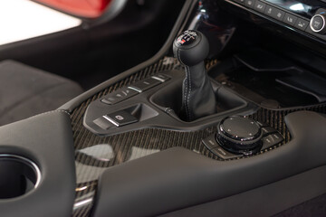 Closeup photo of sport car interior