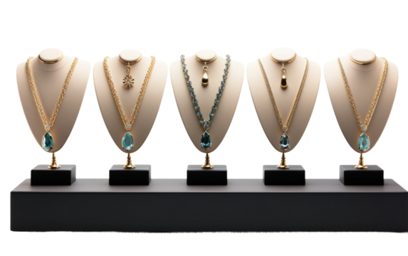 Jewelry Display Busts for Graceful Presentation of Precious Ornaments on a White or Clear Surface PNG Transparent Background