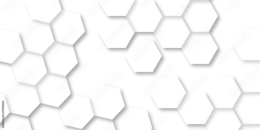 Sticker abstract white background with hexagons. abstract hexagon polygonal pattern background vector. seaml - Stickers