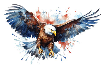 Watercolor splash Bald Eagle isolated on transparent background. - obrazy, fototapety, plakaty