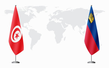 Tunisia and Liechtenstein flags for official meeting