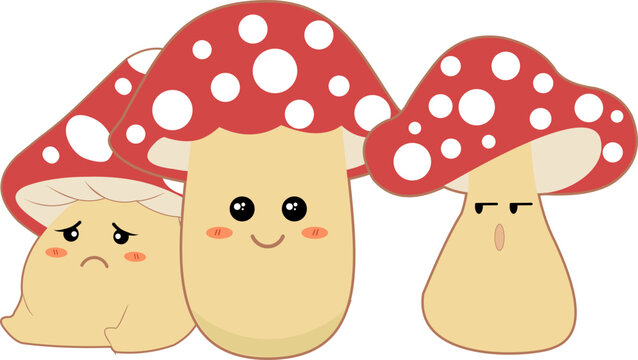 Group Cute Cartoon Mushroom