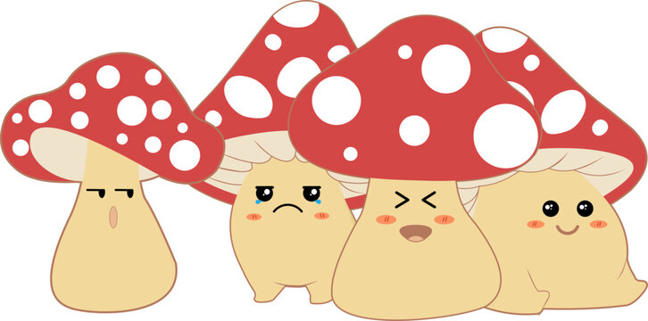 Group Cute Cartoon Mushroom