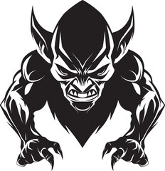 Grimace Gargoyle Evil Goblin Logo Nefarious Imp Dynamic Goblin Emblem