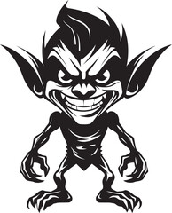 Sinister Goblin Schematics Cartoon Logo Diabolic Goblin Lord Evil Vector Icon