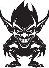 Grim Goblin Glory Full Body Vector Emblem Sinister Goblin Schematics Cartoon Logo