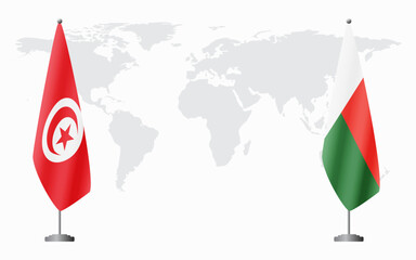 Tunisia and Madagascar flags for official meeting