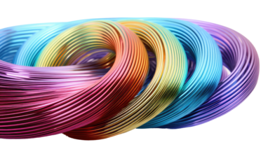 Rainbow Slinky Construction Tubes, Inspiring Dynamic and Colorful Creations on a White or Clear Surface PNG Transparent Background