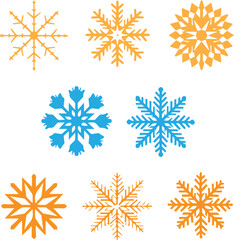 Set of colorful snowflake icons on white background