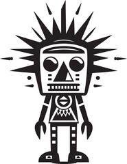 Obraz na płótnie Canvas Tribal Majesty Full Body Cartoon Emblem Savage Spirit Tribal Character Logo