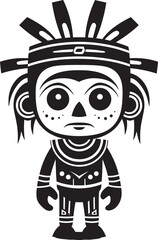 Tribal Majesty Full Body Cartoon Emblem Savage Spirit Tribal Character Logo