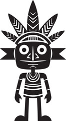 Tribal Majesty Full Body Cartoon Emblem Savage Spirit Tribal Character Logo