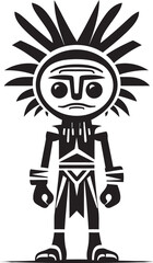 PrimitivePower Vector Cartoon Icon WildWarrior Tribal Vector Symbol