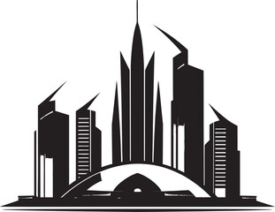 Obraz premium EcoUrban Vector Building Icon Neon Heights Modern Building Symbol