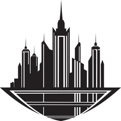 Obraz premium Futuropolis Modern Building Emblem Skyline Shift Futuristic Logo Design