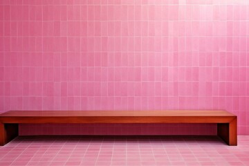 Wall and floor covered with pink ceramic tiles. Generative AI
