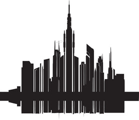 Obraz premium Neon Heights Modern Building Symbol Futuropolis Modern Building Emblem