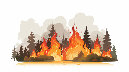 Forest fire illustration vector